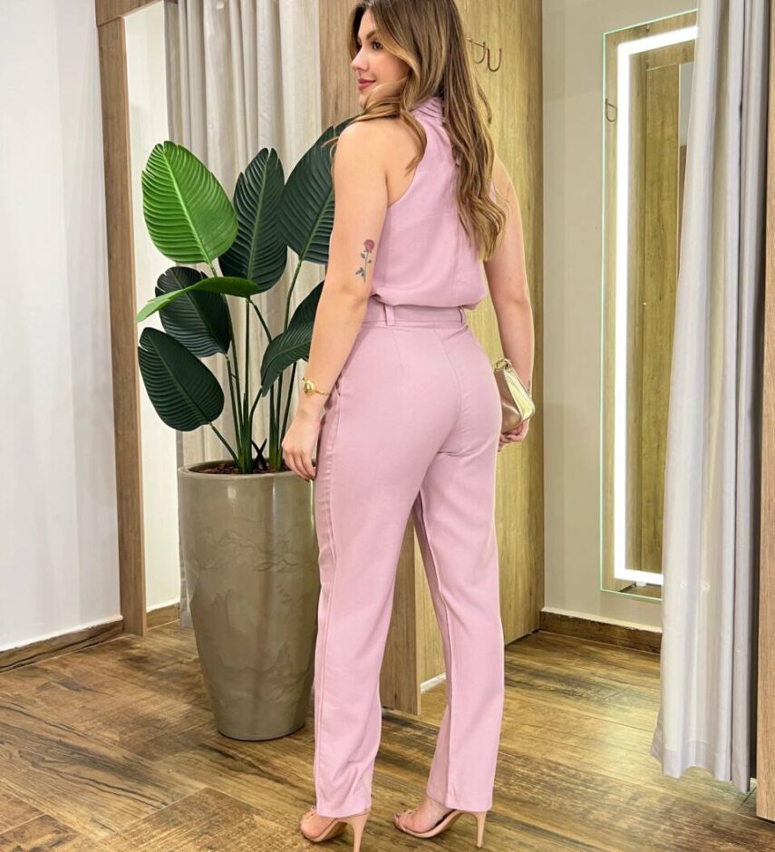 Conjunto Feminino Summer Love Regata com Detalhe e Calça Rosé - Fernanda Ramos Store