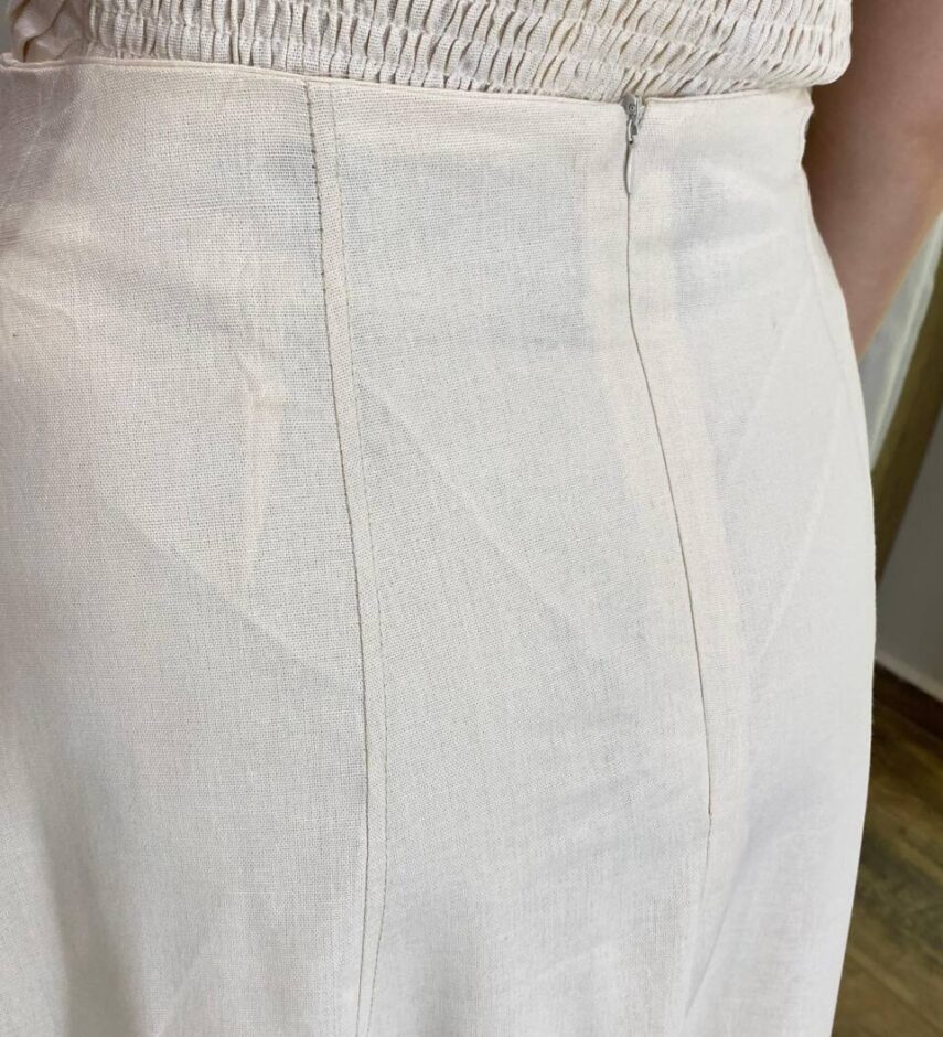 Conjunto Feminino Viscolinho Cropped e Saia Midi Nude com Amarração - Fernanda Ramos Store