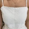 Conjunto Feminino Viscolinho Cropped e Saia Midi Off White com Amarração - Fernanda Ramos Store