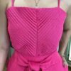 Conjunto Feminino Viscolinho Cropped e Saia Midi Pink com Amarração - Fernanda Ramos Store