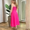 Conjunto Feminino Viscolinho Cropped e Saia Midi Pink com Amarração - Fernanda Ramos Store