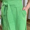 Conjunto Feminino Viscolinho Cropped e Saia Midi Verde com Amarração - Fernanda Ramos Store