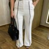 Conjunto Liz Cropped com Bolsos Falsos e Calça Pantalona Off White - Fernanda Ramos Store