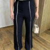 Conjunto Liz Cropped com Bolsos Falsos e Calça Pantalona Preto - Fernanda Ramos Store