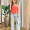 Cropped Bata Feminino Júlia sem Bojo com Lastex Coral - Fernanda Ramos Store