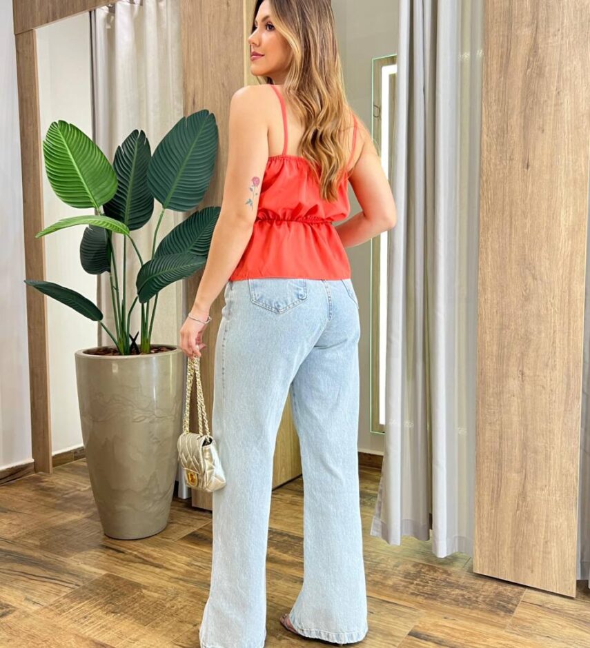 Cropped Bata Feminino Júlia sem Bojo com Lastex Coral - Fernanda Ramos Store