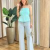 Cropped Bata Feminino Júlia sem Bojo com Lastex Verde Água - Fernanda Ramos Store