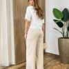 Cropped Feminino Manga Curta Stella Off White com Detalhe em Crochê - Fernanda Ramos Store