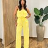 Macacão Feminino Longo Suzy sem Bojo Tomara que Caia Amarelo - Fernanda Ramos Store