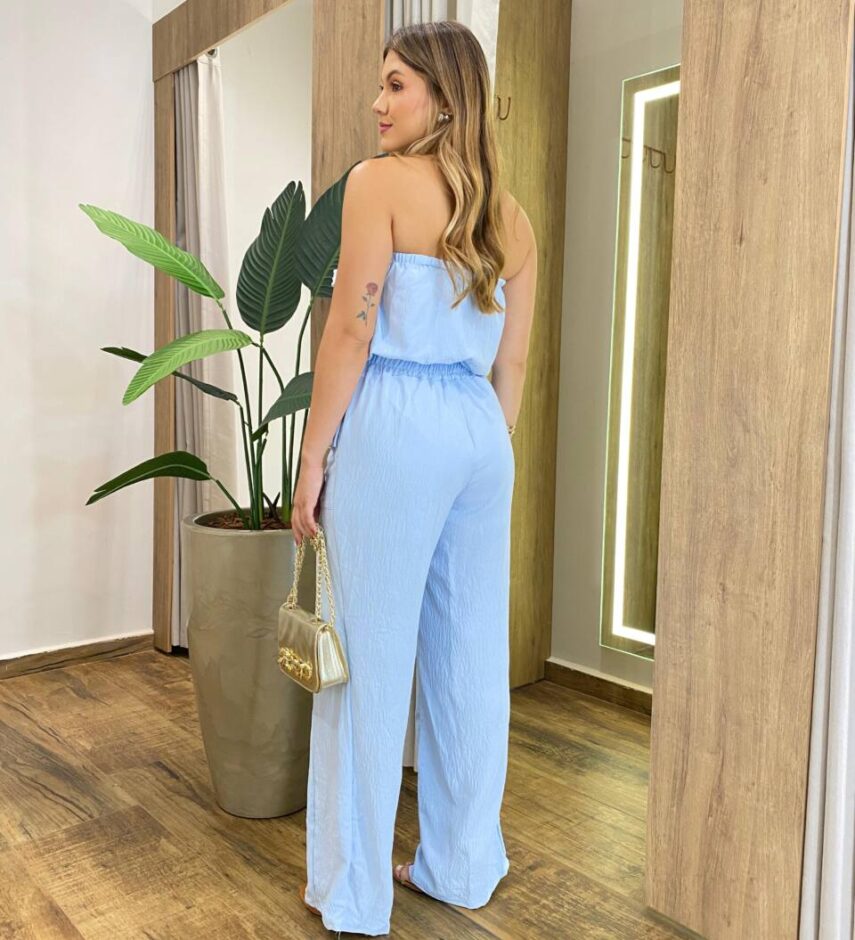 Macacão Feminino Longo Suzy sem Bojo Tomara que Caia Azul - Fernanda Ramos Store