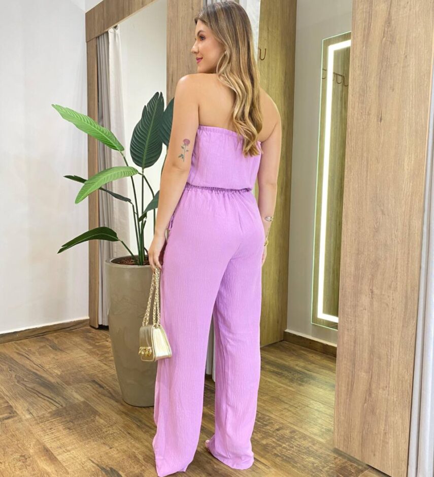 Macacão Feminino Longo Suzy sem Bojo Tomara que Caia Lilás - Fernanda Ramos Store