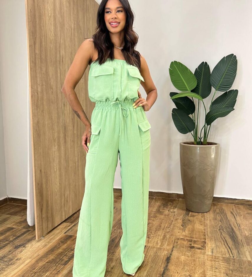Macacão Feminino Longo Suzy sem Bojo Tomara que Caia Verde - Fernanda Ramos Store