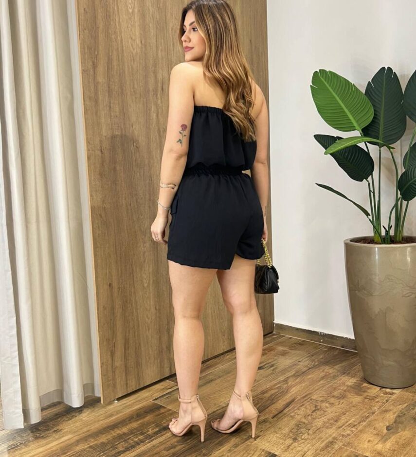 Macaquinho Feminino Suzy Curto sem Bojo Tomara que Caia Preto - Fernanda Ramos Store