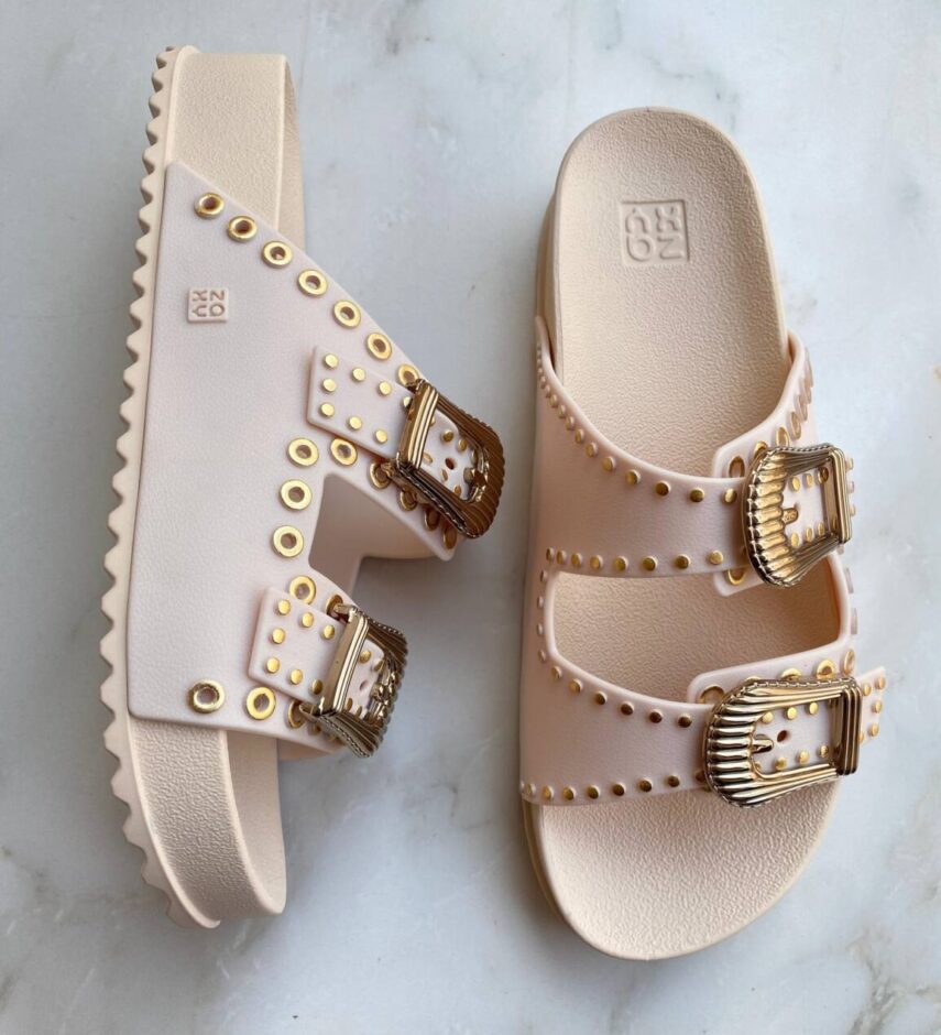 Papete Feminina Jéssica Off White com 2 Fivelas - Fernanda Ramos Store