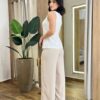 Regata Feminina Alfaiataria Valentina Off White com Botões - Fernanda Ramos Store