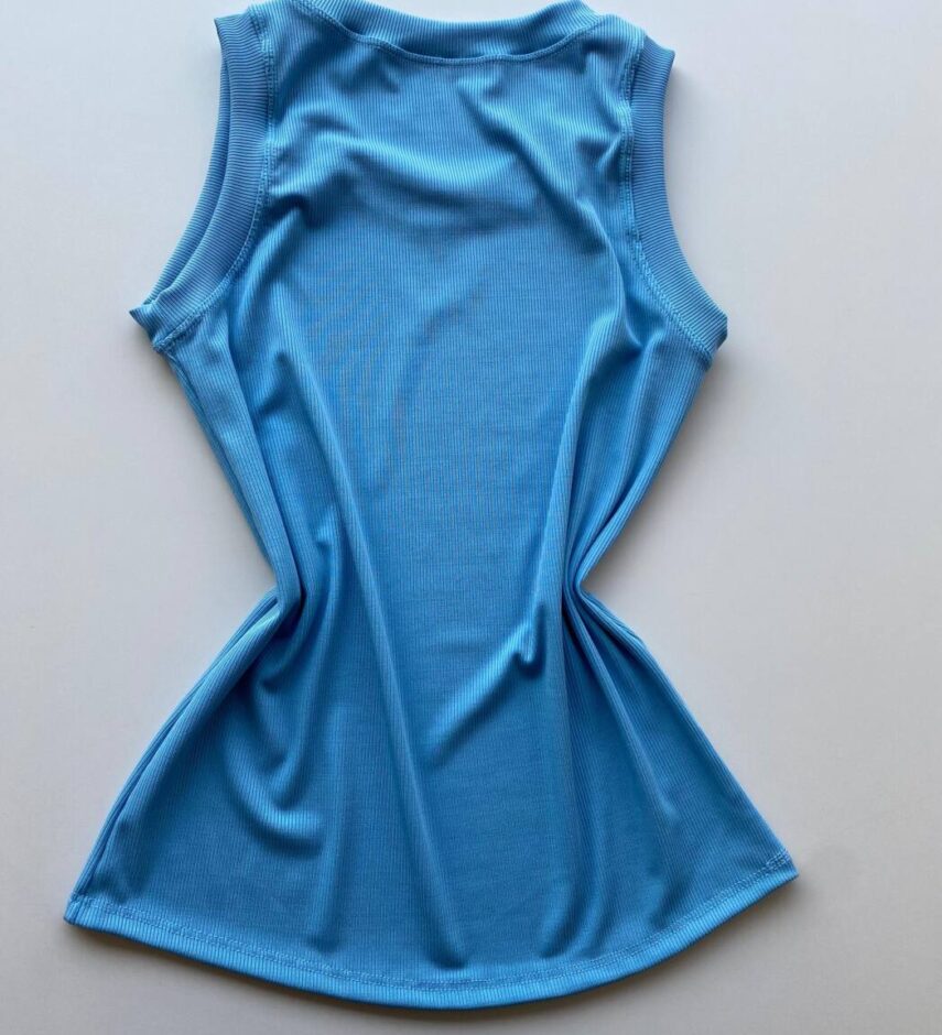 Regata Feminina Canelada Maya Azul - Fernanda Ramos Store
