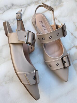 Sapatilha Feminina Slingback com 2 Fivelas Nude - Fernanda Ramos Store