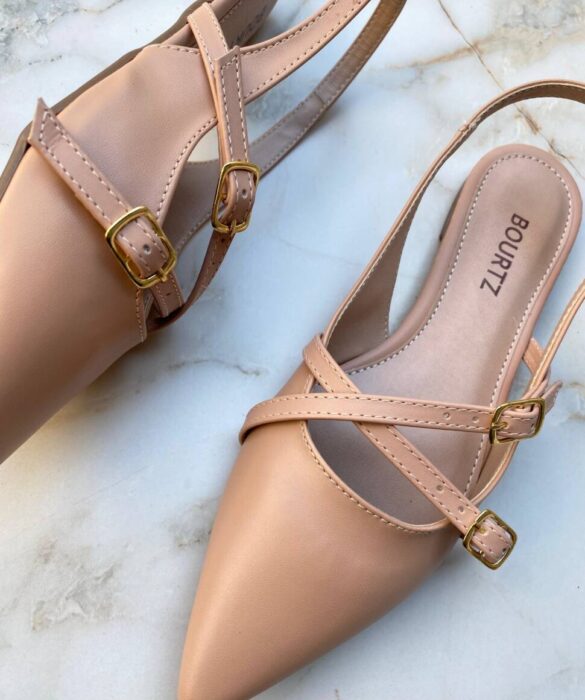 Sapatilha Feminina Slingback com Bico Fino Rosé - Fernanda Ramos Store