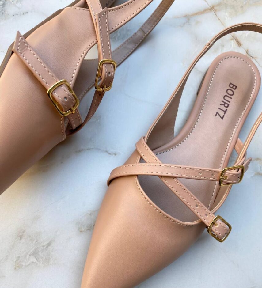 Sapatilha Feminina Slingback com Bico Fino Rosé - Fernanda Ramos Store