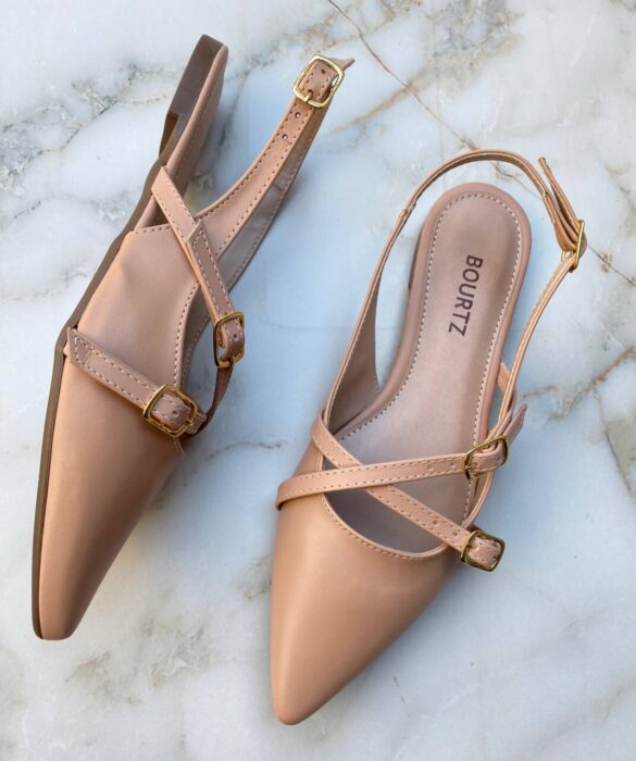 Sapatilha Feminina Slingback com Bico Fino Rosé - Fernanda Ramos Store