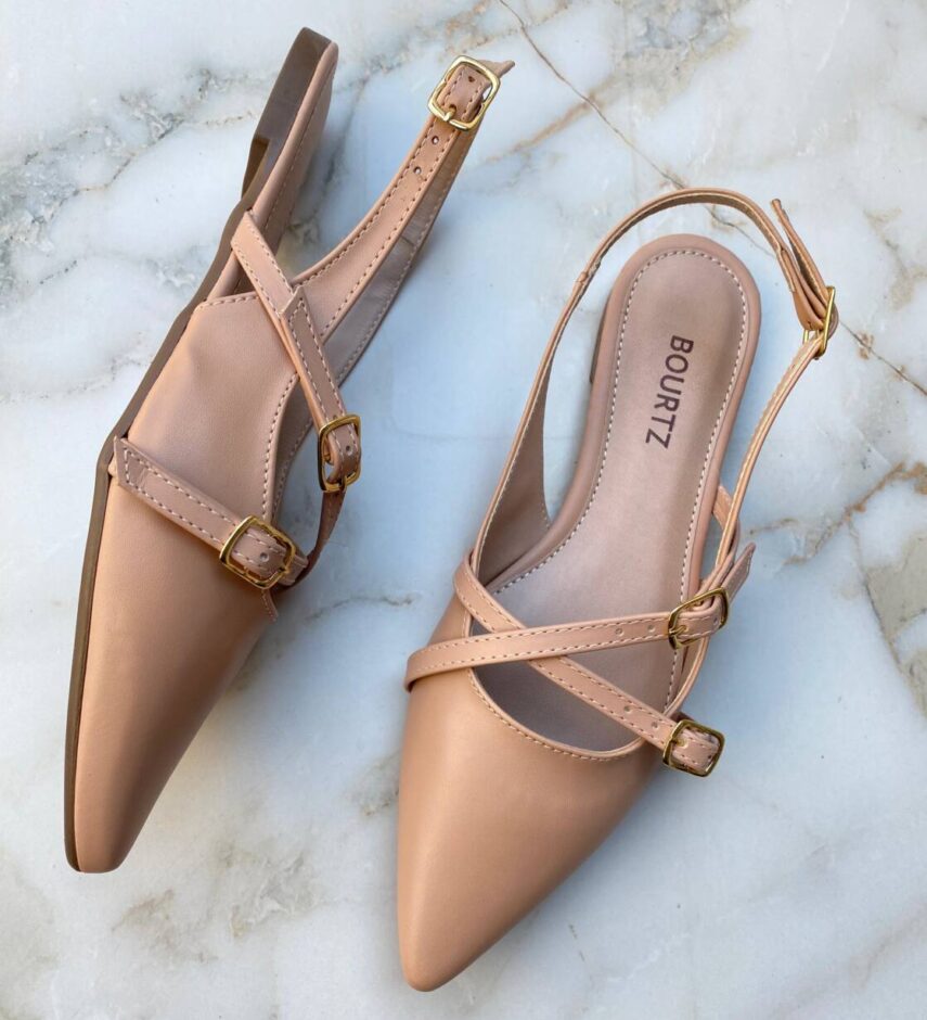 Sapatilha Feminina Slingback com Bico Fino Rosé - Fernanda Ramos Store