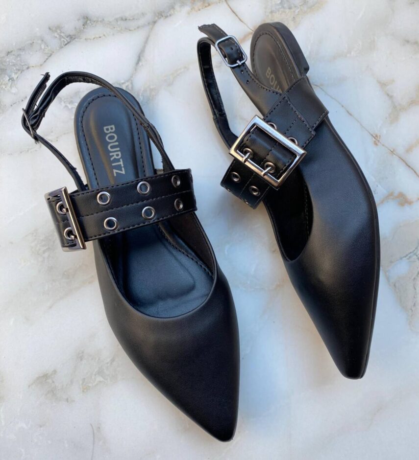 Sapatilha Feminina Slingback com Fivela Preta - Fernanda Ramos Store
