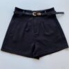 Short Feminino Alfaiataria Louise Preto com Cinto - Fernanda Ramos Store