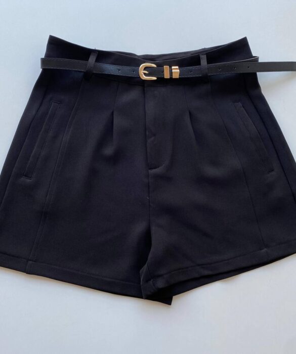 Short Feminino Alfaiataria Louise Preto com Cinto - Fernanda Ramos Store