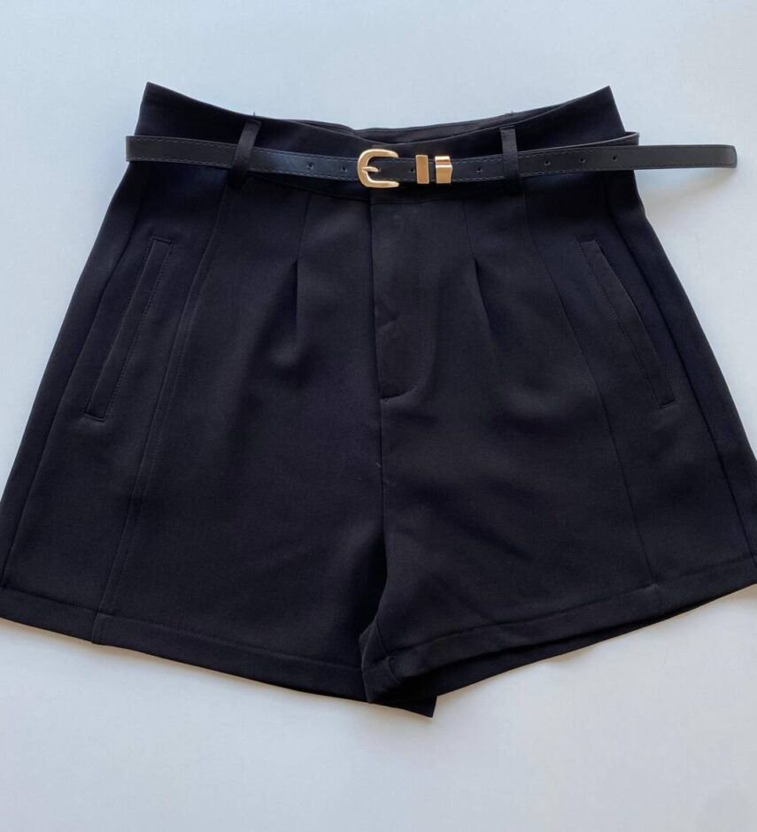Short Feminino Alfaiataria Louise Preto com Cinto - Fernanda Ramos Store