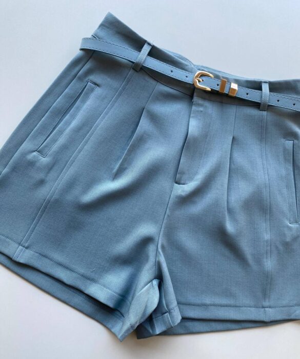 Short Feminino Alfaiataria Louise Azul com Cinto - Fernanda Ramos Store