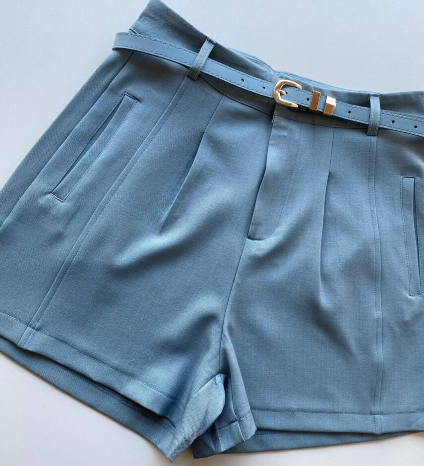 Short Feminino Alfaiataria Louise Azul com Cinto - Fernanda Ramos Store