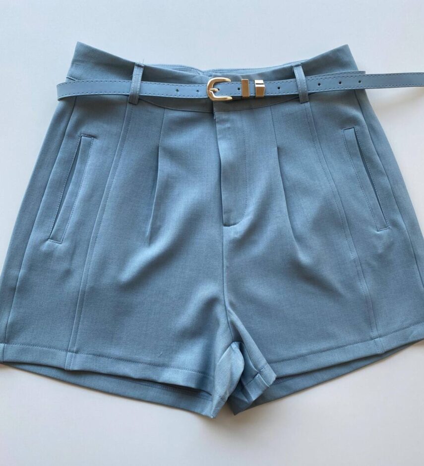 Short Feminino Alfaiataria Louise Azul com Cinto - Fernanda Ramos Store