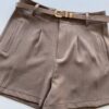 Short Feminino Alfaiataria Louise Marrom com Cinto - Fernanda Ramos Store