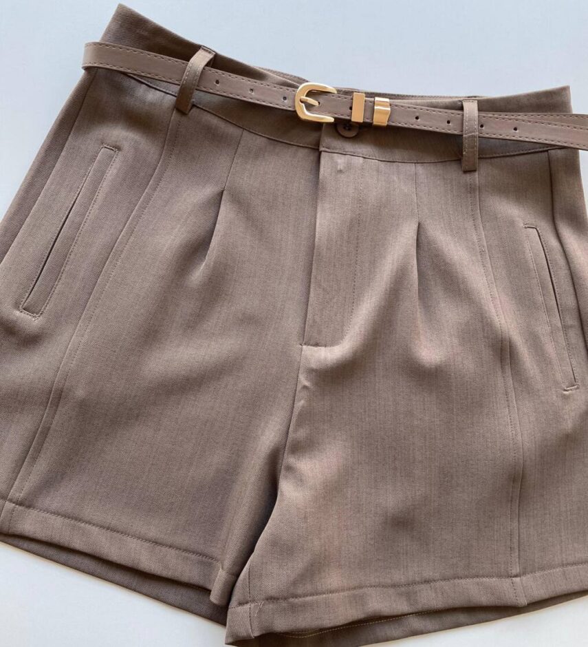 Short Feminino Alfaiataria Louise Marrom com Cinto - Fernanda Ramos Store