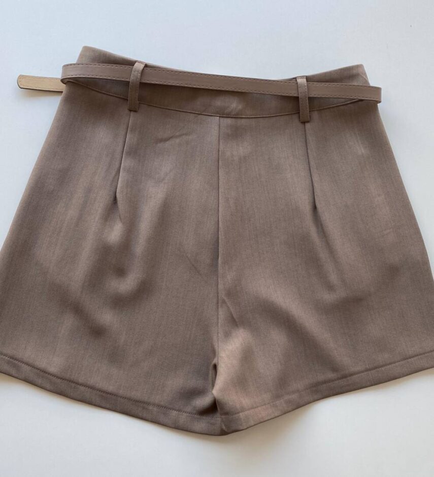 Short Feminino Alfaiataria Louise Marrom com Cinto - Fernanda Ramos Store