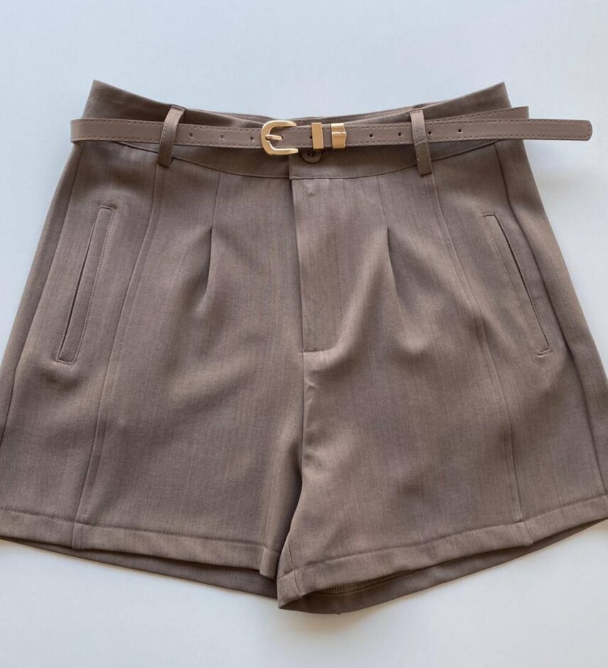 Short Feminino Alfaiataria Louise Marrom com Cinto - Fernanda Ramos Store