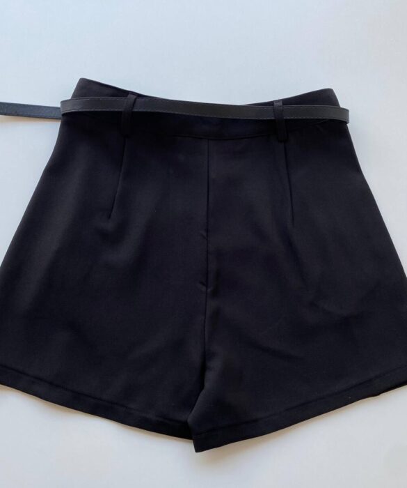 Short Feminino Alfaiataria Louise Preto com Cinto - Fernanda Ramos Store