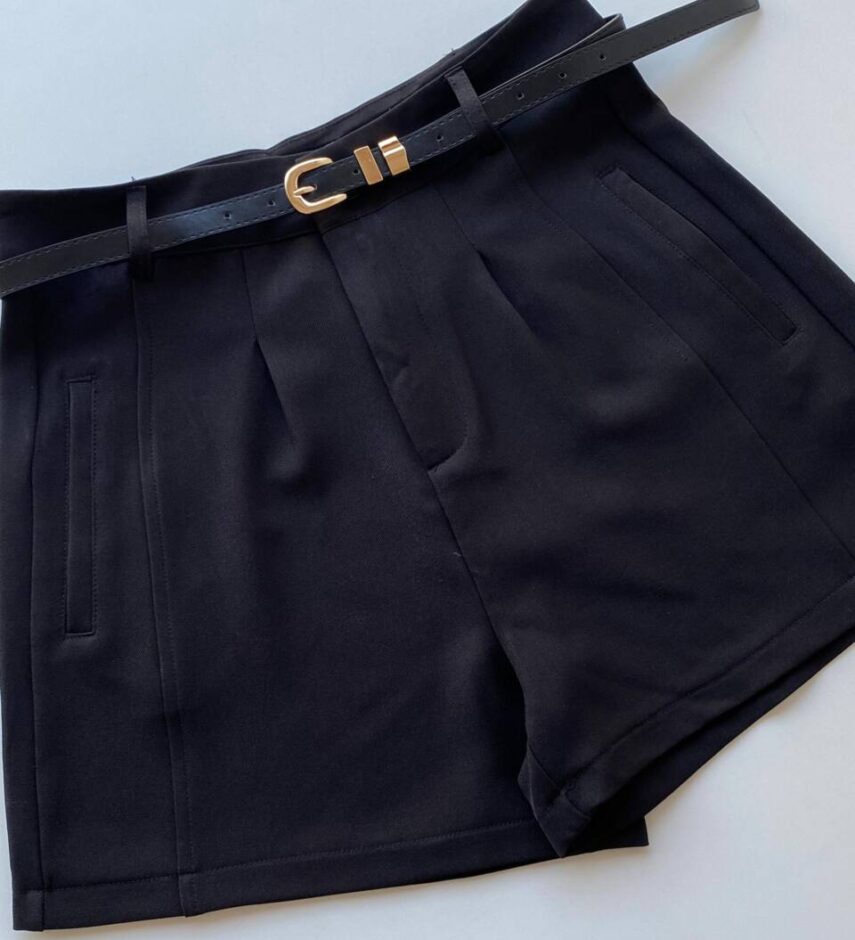 Short Feminino Alfaiataria Louise Preto com Cinto - Fernanda Ramos Store
