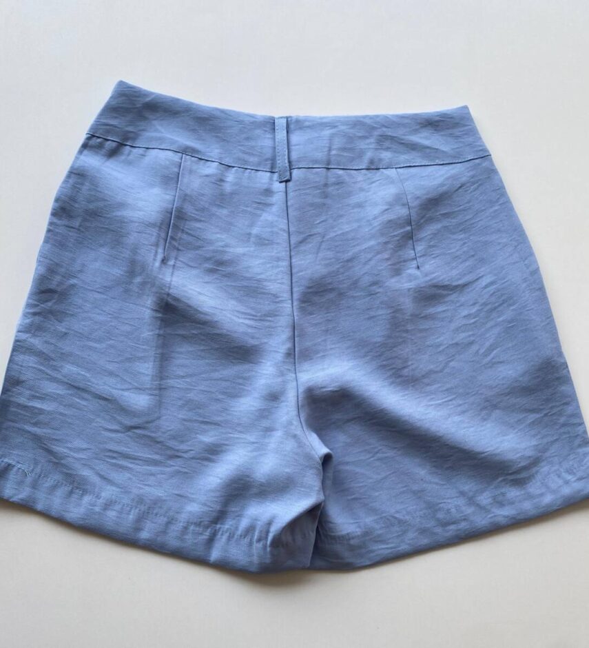 Short Feminino Social Alfaiataria Liz Azul com Bolsos - Fernanda Ramos Store
