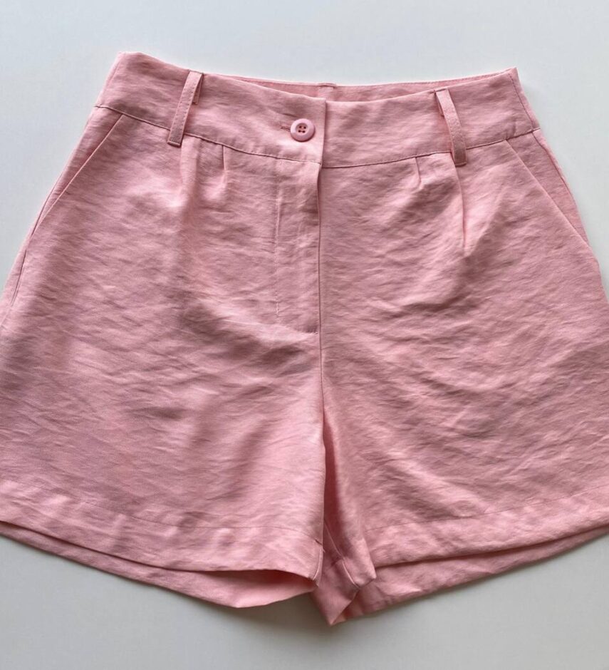 Short Feminino Social Alfaiataria Liz Rosa com Bolsos - Fernanda Ramos Store