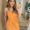 Vestido Feminino Curto Laísa com Bojo e Lastex Laranja - Fernanda Ramos Store