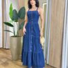 Vestido Longo Alice sem Bojo com Alça Regulável e Botões Jeans - Fernanda Ramos Store