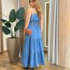 Vestido Longo Ana sem Bojo com Alça Regulável e Lastex Jeans - Fernanda Ramos Store