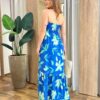 Vestido Longo Chloe sem Bojo Tomara que Caia Azul Estampado - Fernanda Ramos Store