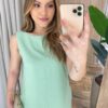 Vestido Midi Ana sem Bojo com Fenda Lateral e Bolsos Verde Claro - Fernanda Ramos Store