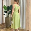 Vestido Midi Catarina sem Bojo com Botões e Cinto Verde Pistache - Fernanda Ramos Store