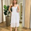 Vestido Midi com Bojo Gabrieli Tule Branco - Fernanda Ramos Store