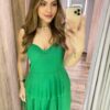 Vestido Midi com Bojo Gabrieli Tule Verde - Fernanda Ramos Store