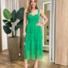 Vestido Midi com Bojo Gabrieli Tule Verde - Fernanda Ramos Store