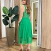 Vestido Midi com Bojo Gabrieli Tule Verde - Fernanda Ramos Store